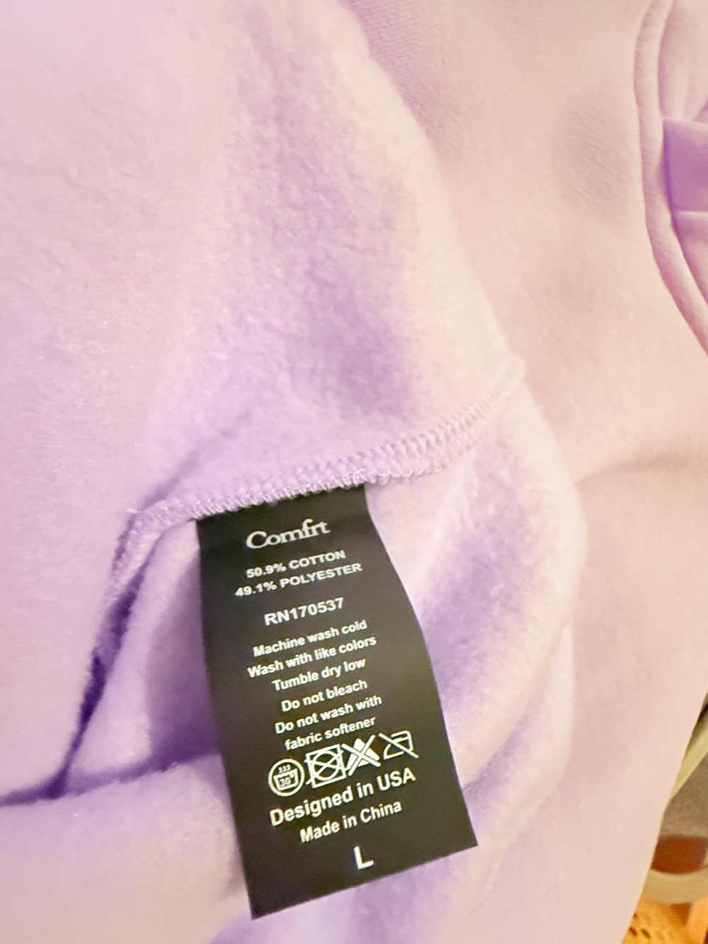 Comfrt Pastel Lilac Cozy Hoodie - Women's Relaxed Pullover, Sz L, nwt!๐ - Picture 7 of 7